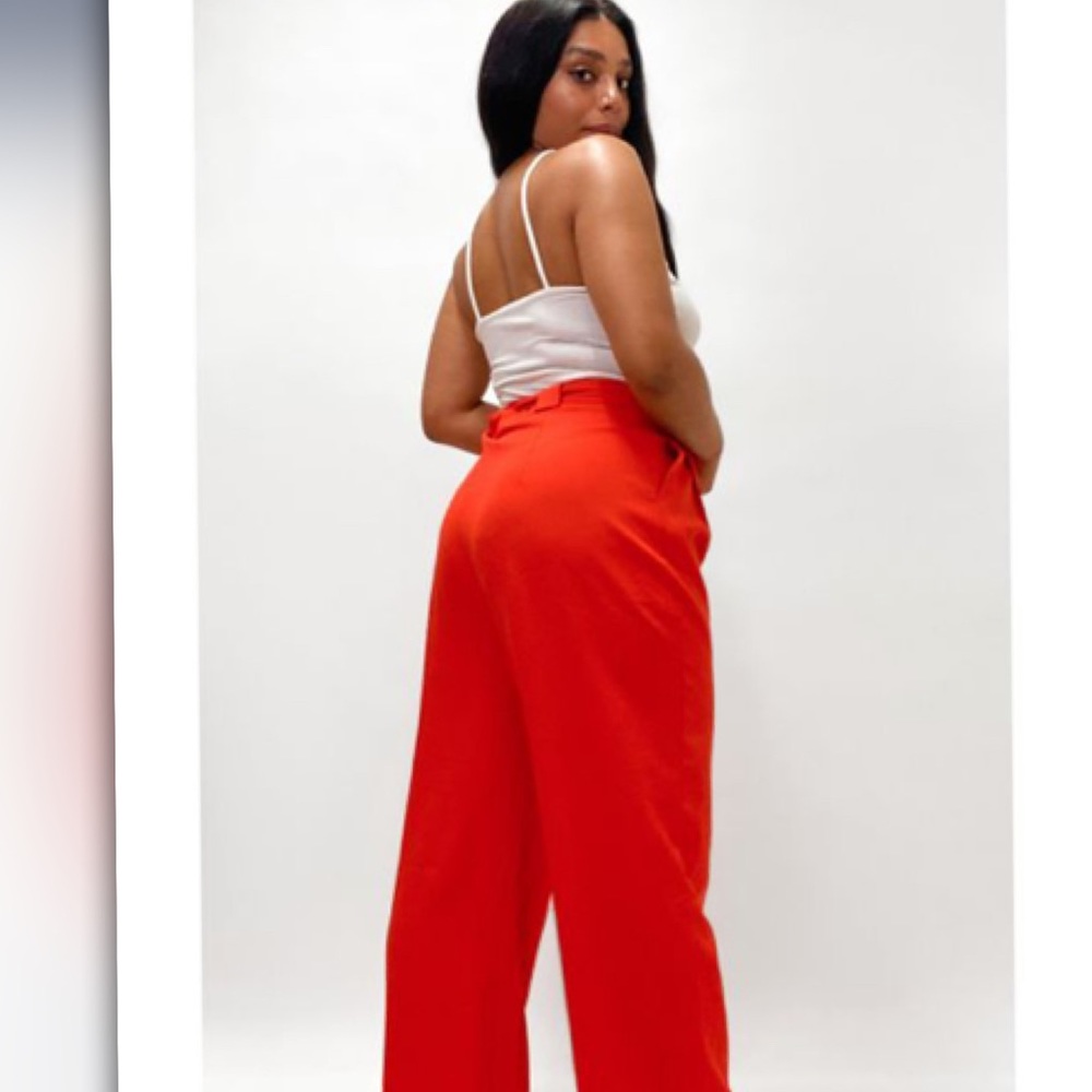 Burnt Orange highwaisted belted cigarette pants - Picture 4 of 6